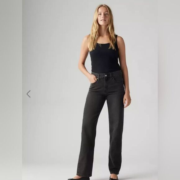 Levi's Black Low Pro Straight Denim Jeans - Picture 1 of 9